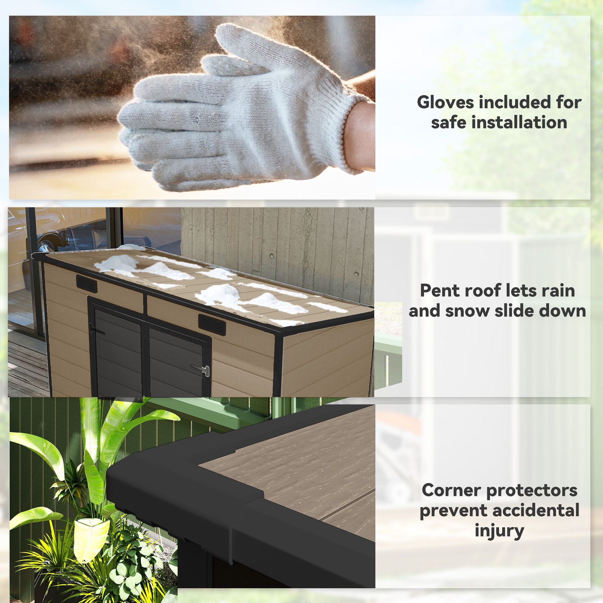 Outsunny 8 x 4 ft Plastic Outdoor Storage Shed with Floor, Light Brown