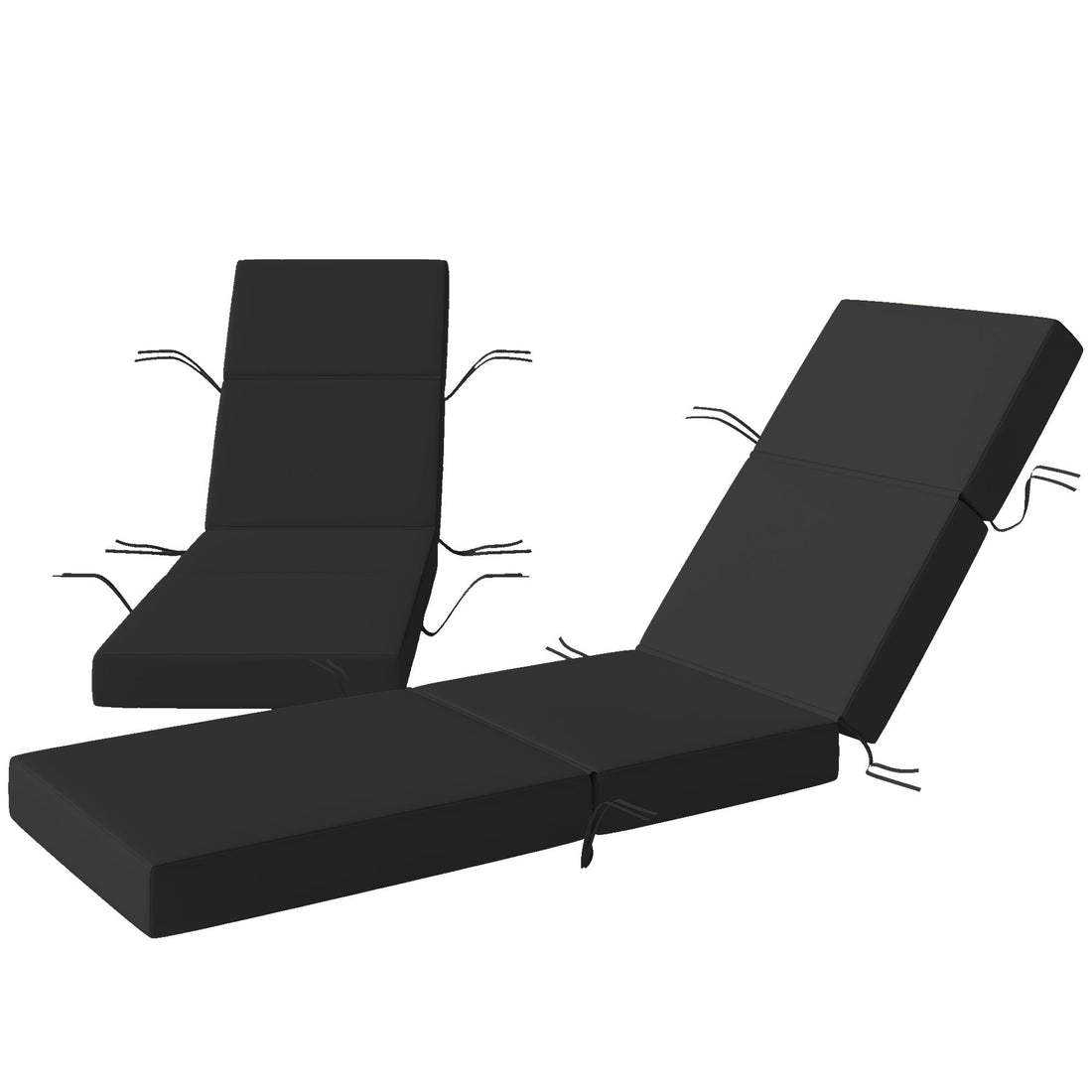 Outsunny 2-Piece Chaise Lounge Cushion Set, Gray