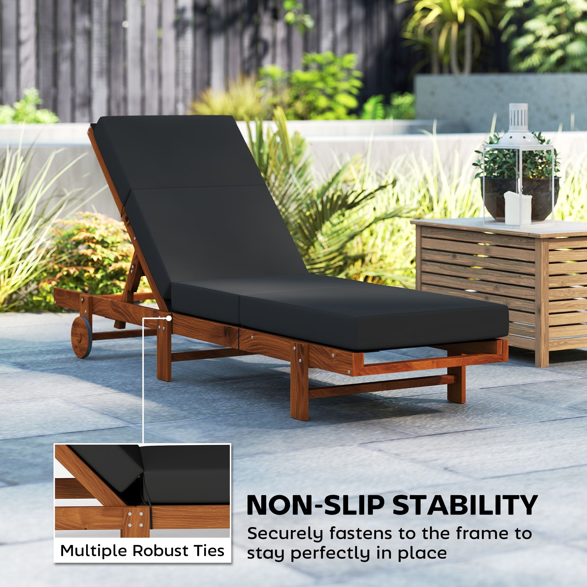 Outsunny 2-Piece Chaise Lounge Cushion Set, Gray