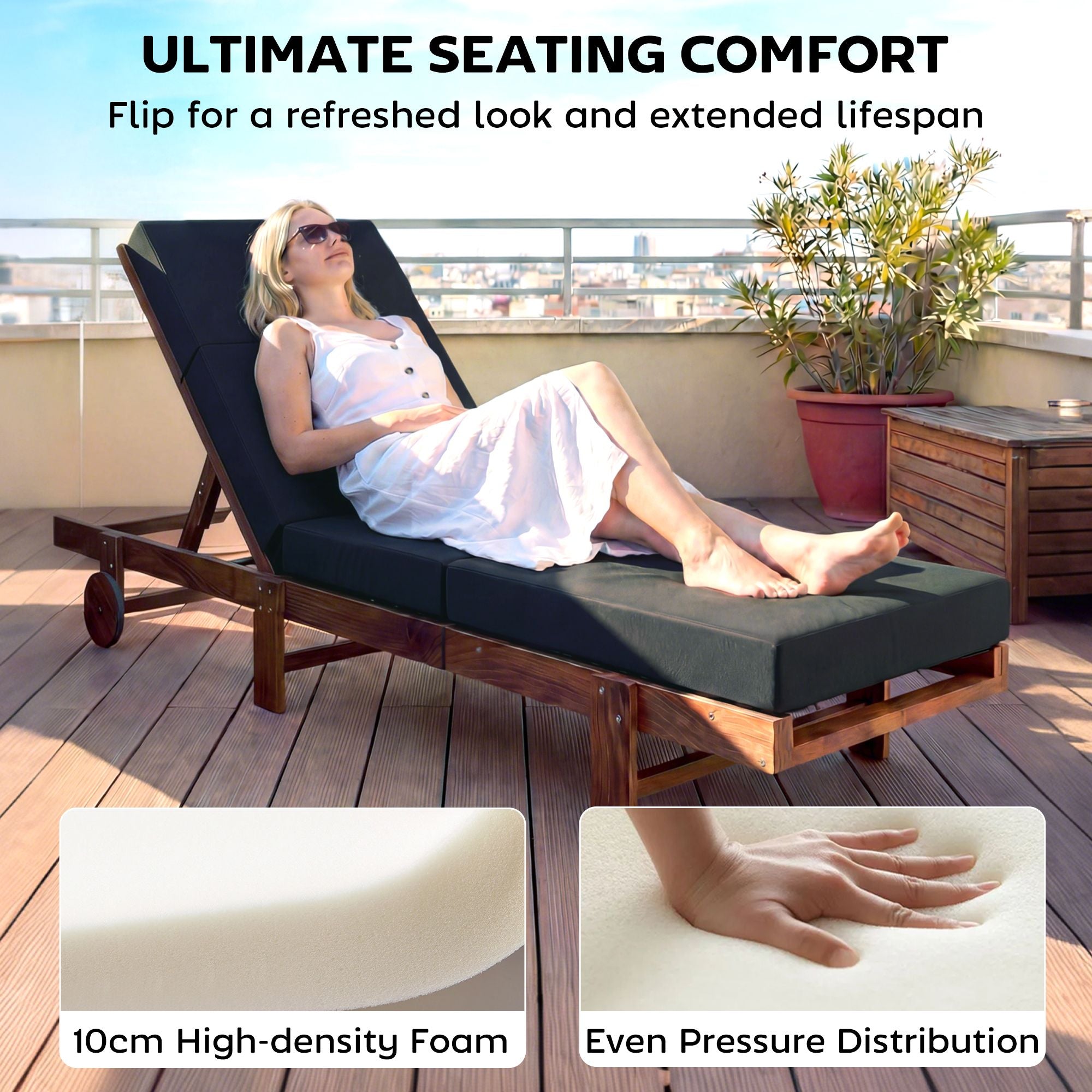 Outsunny 2-Piece Chaise Lounge Cushion Set, Gray