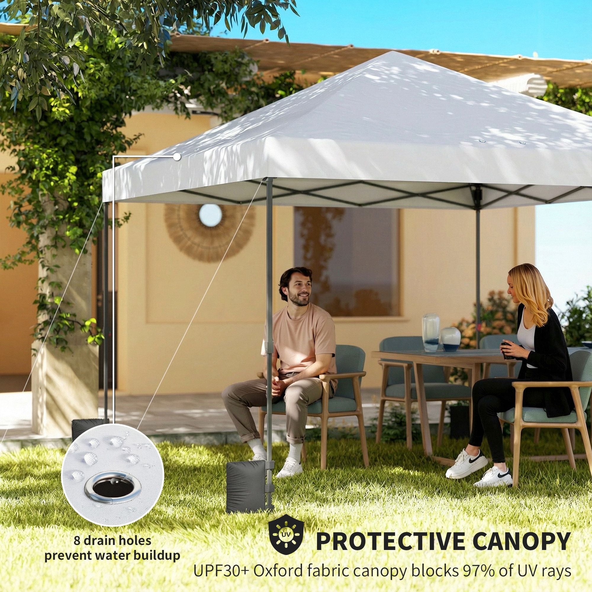 Outsunny 10 x 10 ft One-Push Pop-Up Canopy Tent with Carry Bag