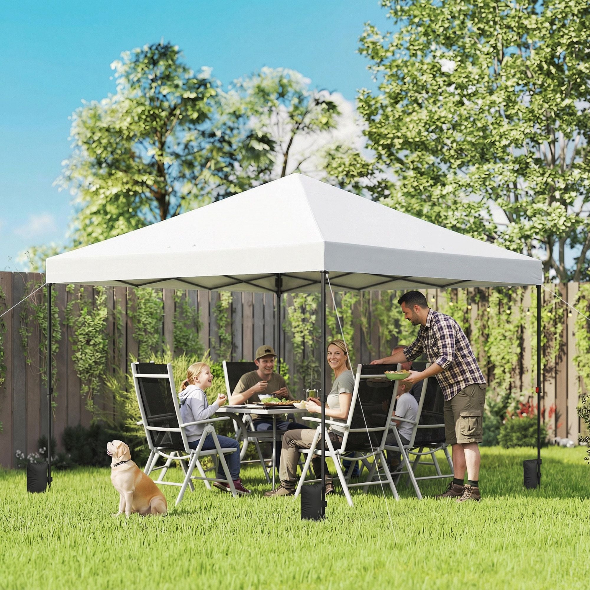 Outsunny 10 x 10 ft One-Push Pop-Up Canopy Tent with Carry Bag