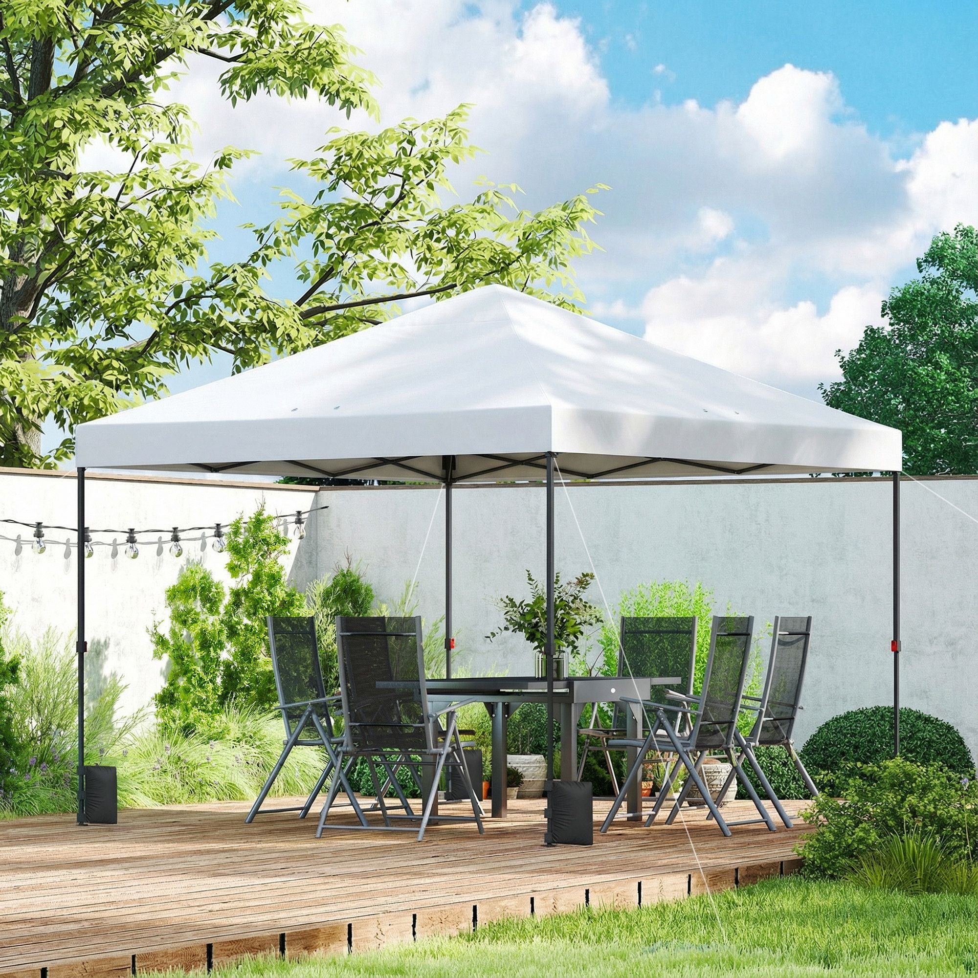 Outsunny 10 x 10 ft One-Push Pop-Up Canopy Tent with Carry Bag