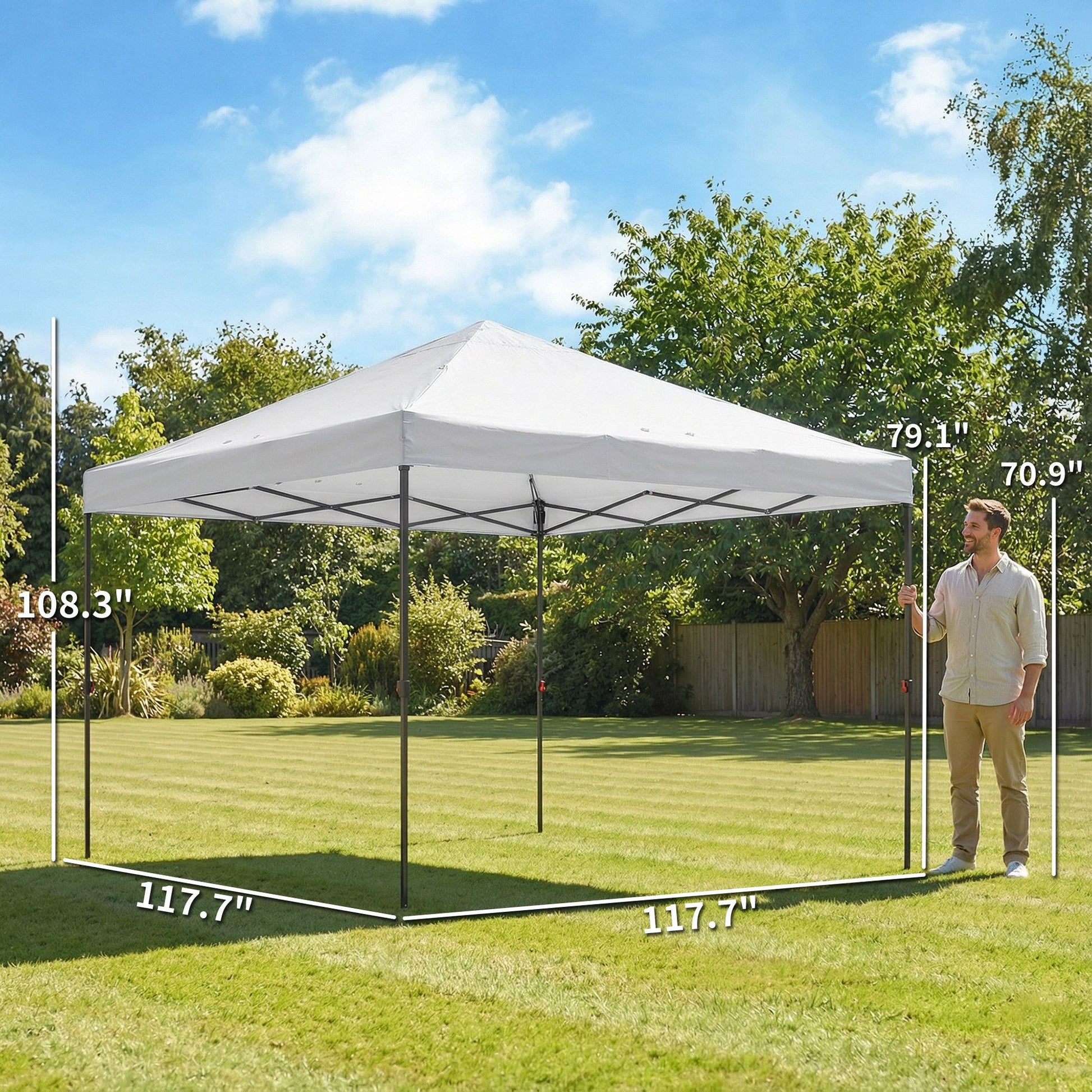 Outsunny 10 x 10 ft One-Push Pop-Up Canopy Tent with Carry Bag