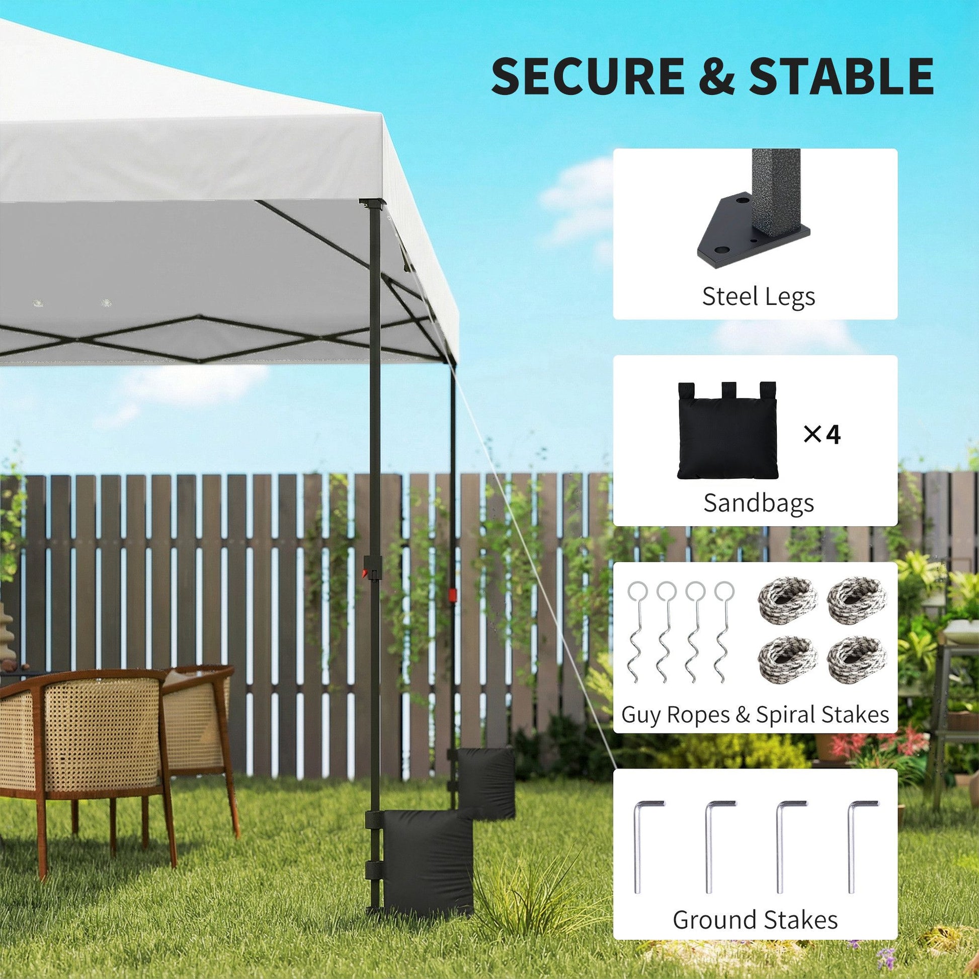 Outsunny 10 x 10 ft One-Push Pop-Up Canopy Tent with Carry Bag