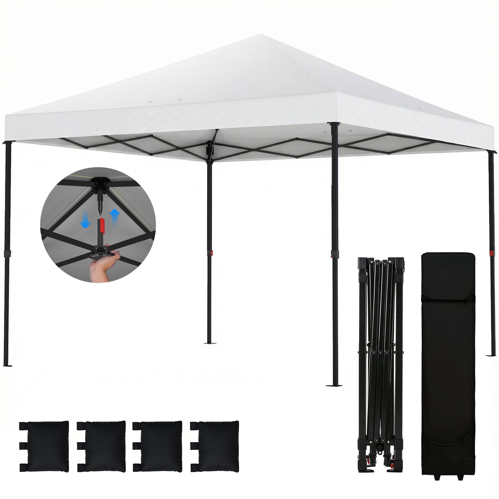 Outsunny 10 x 10 ft One-Push Pop-Up Canopy Tent with Carry Bag