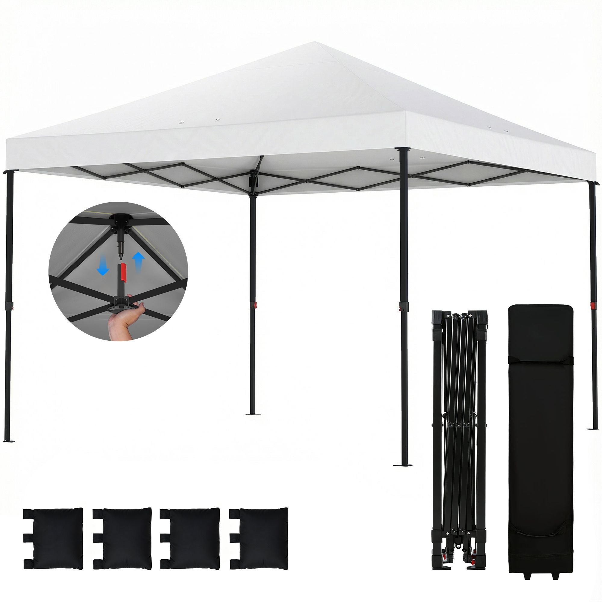 Outsunny 10 x 10 ft One-Push Pop-Up Canopy Tent with Carry Bag