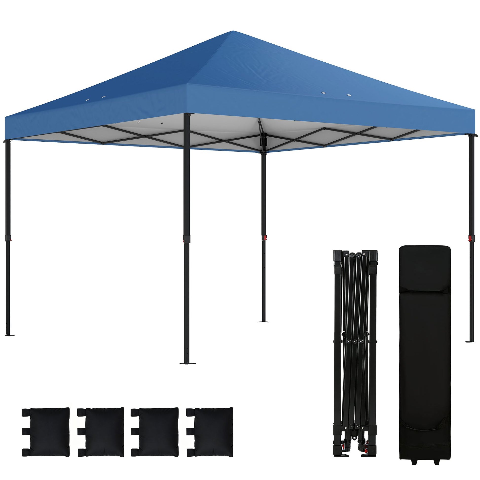 Outsunny 10 x 10 ft One-Push Pop-Up Canopy Tent, Dark Blue