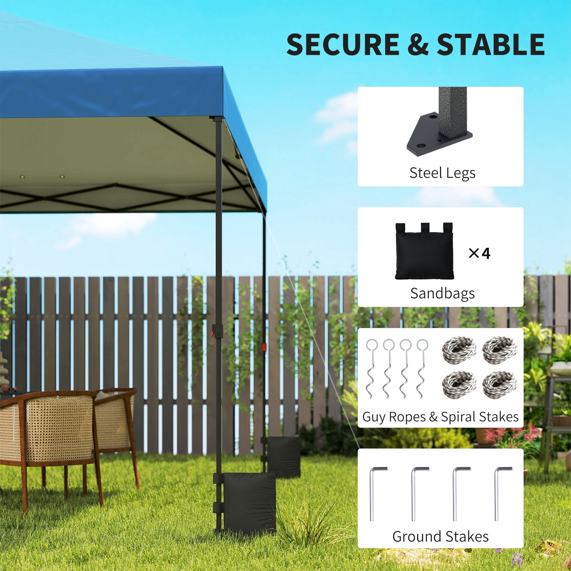 Outsunny 10 x 10 ft One-Push Pop-Up Canopy Tent, Dark Blue