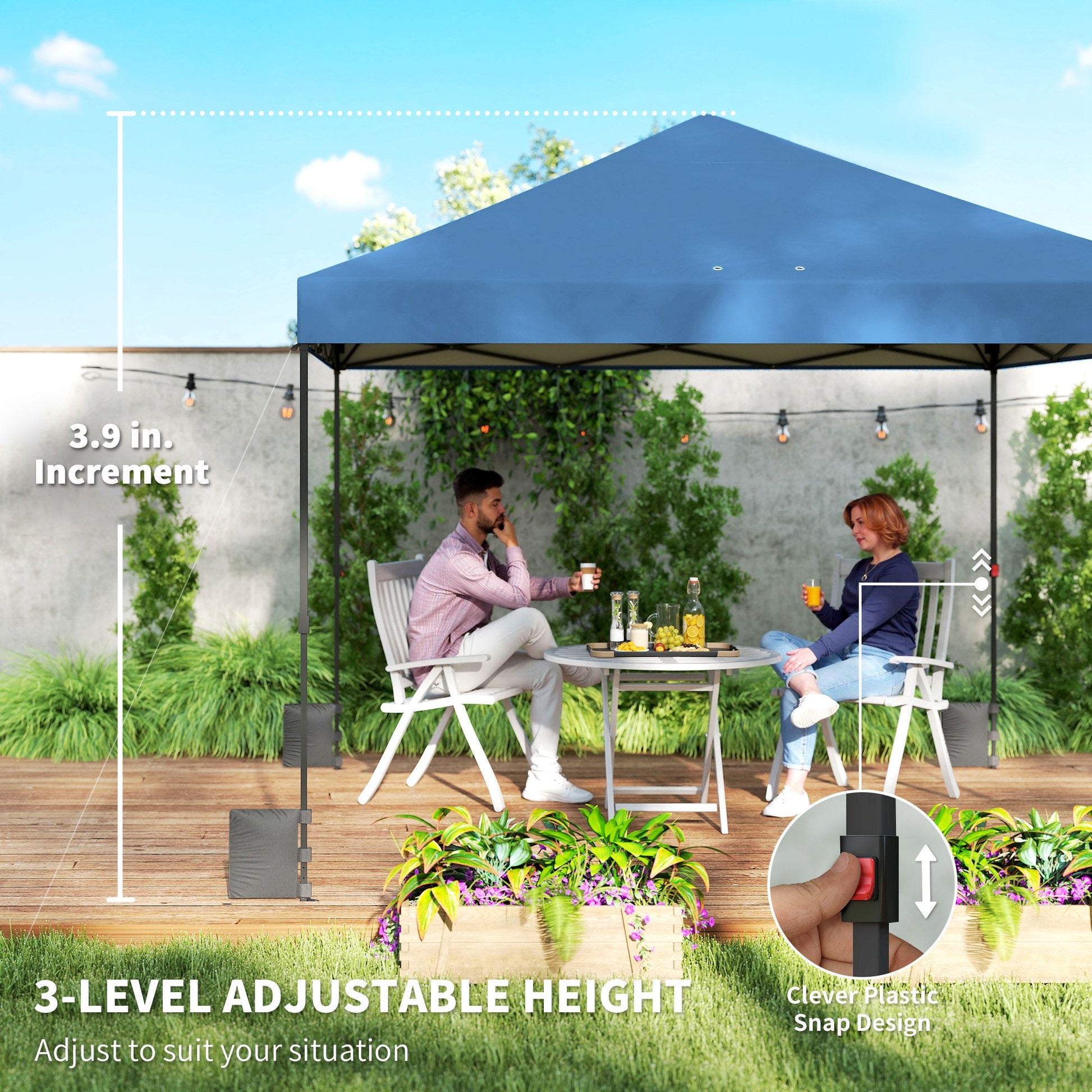 Outsunny 10 x 10 ft One-Push Pop-Up Canopy Tent, Dark Blue