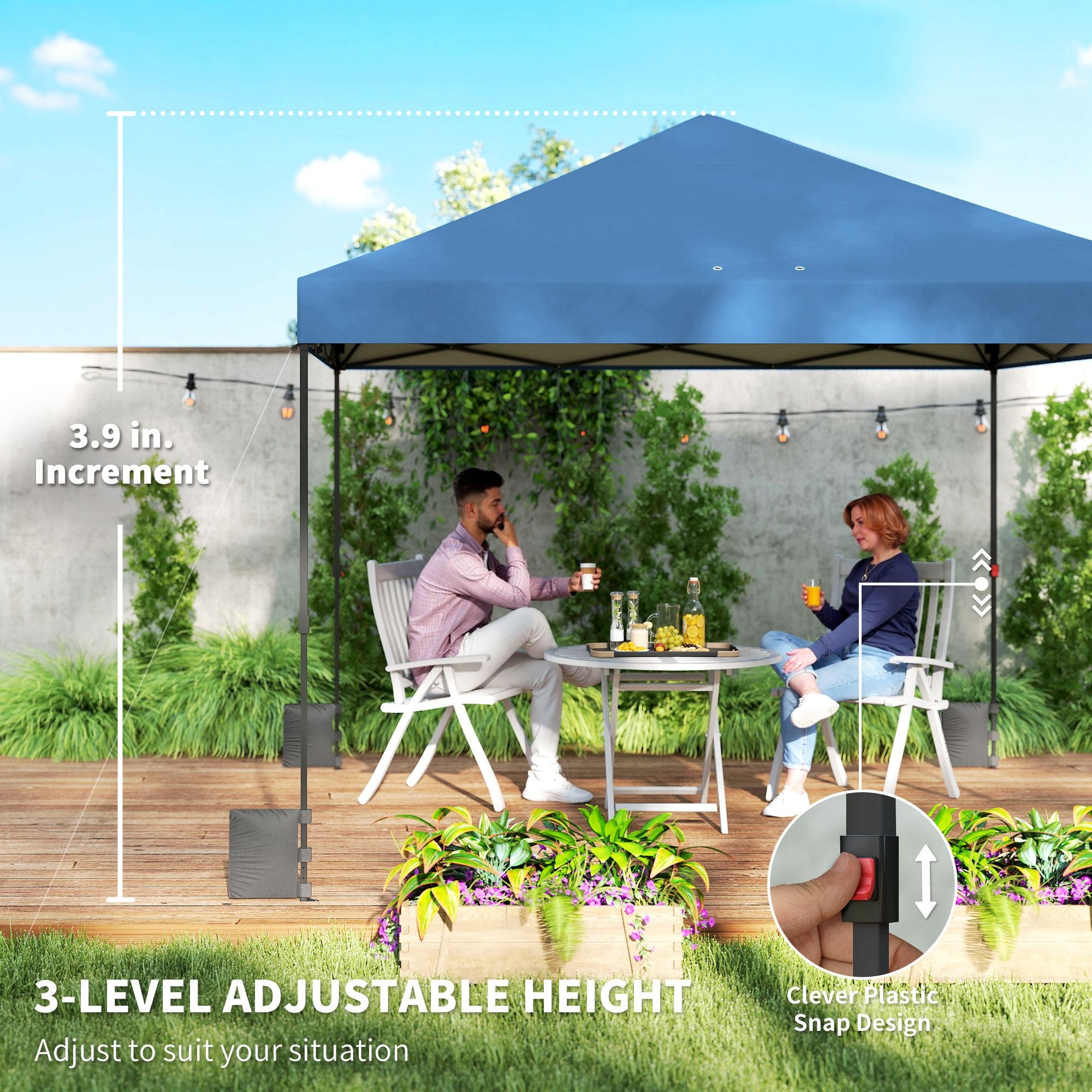 Outsunny 10 x 10 ft One-Push Pop-Up Canopy Tent, Dark Blue