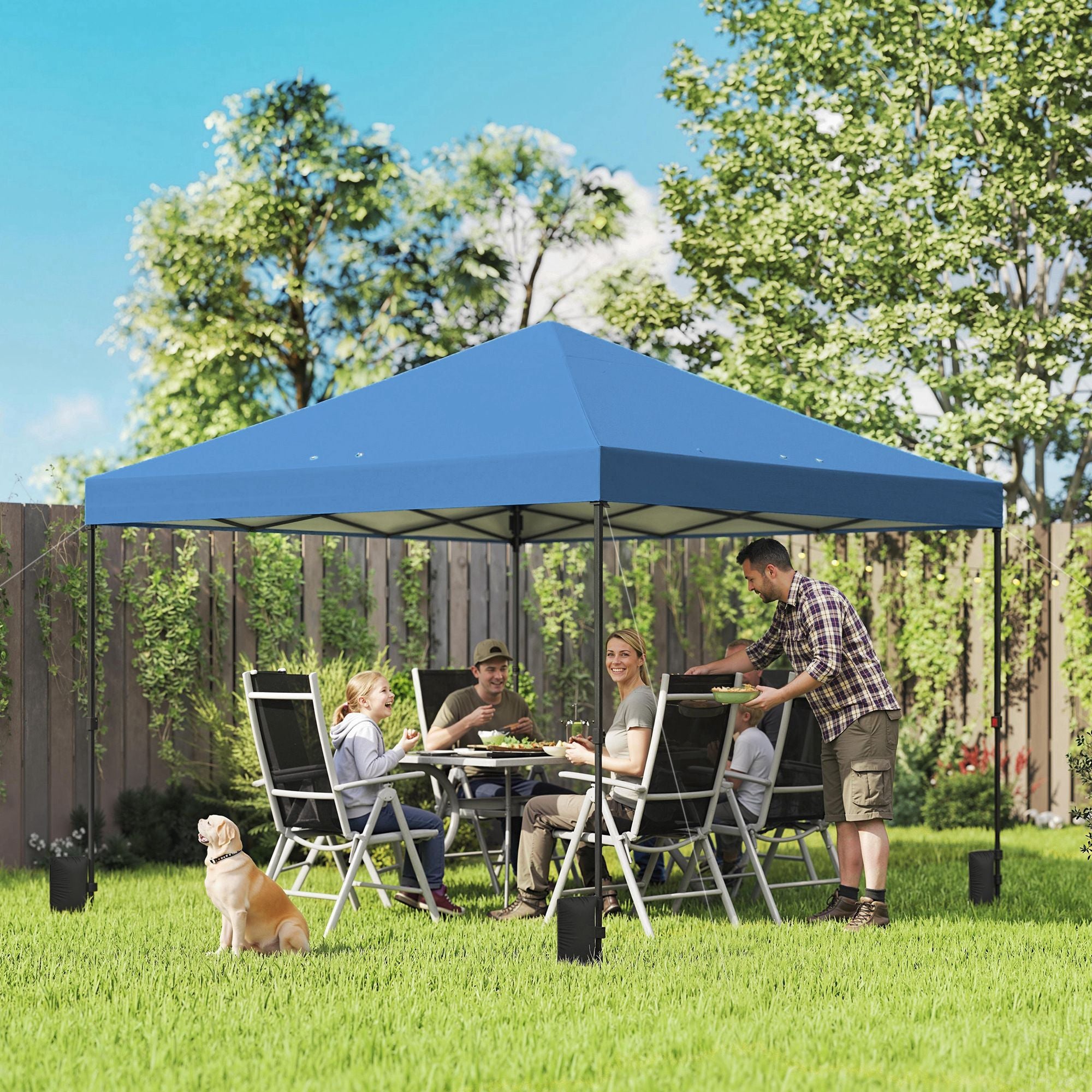 Outsunny 10 x 10 ft One-Push Pop-Up Canopy Tent, Dark Blue