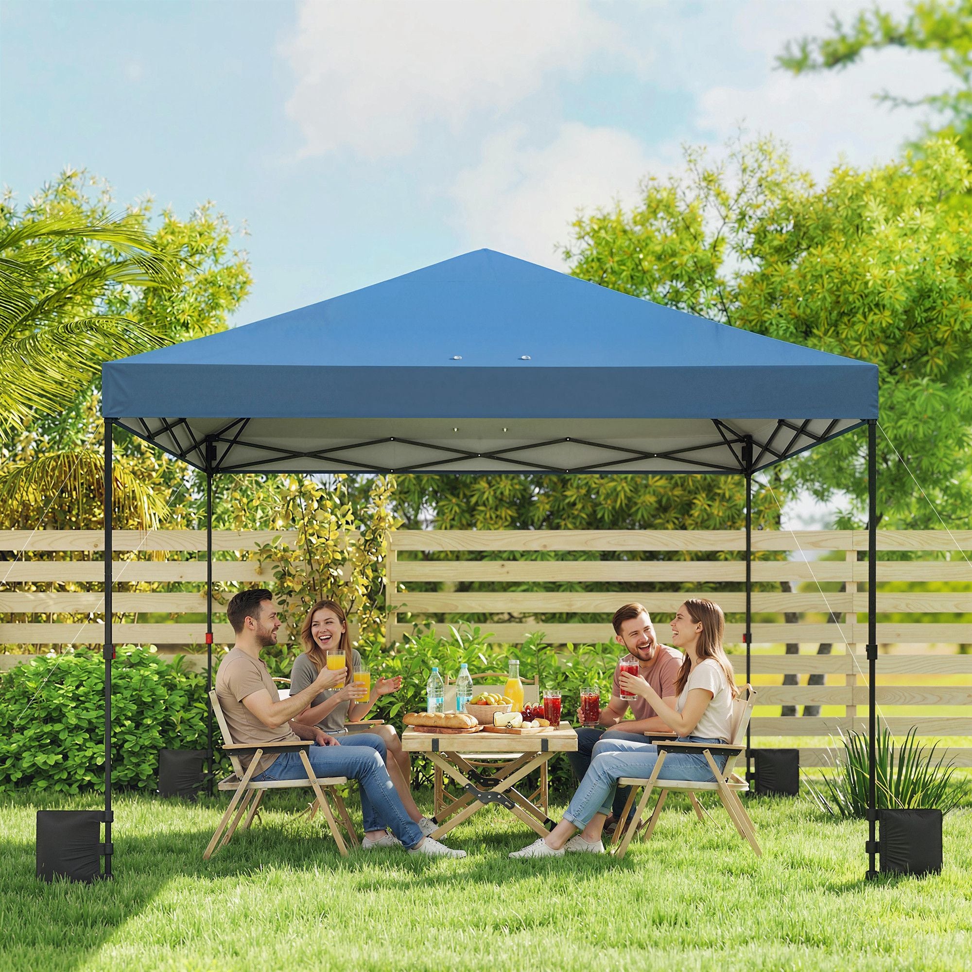 Outsunny 10 x 10 ft One-Push Pop-Up Canopy Tent, Dark Blue