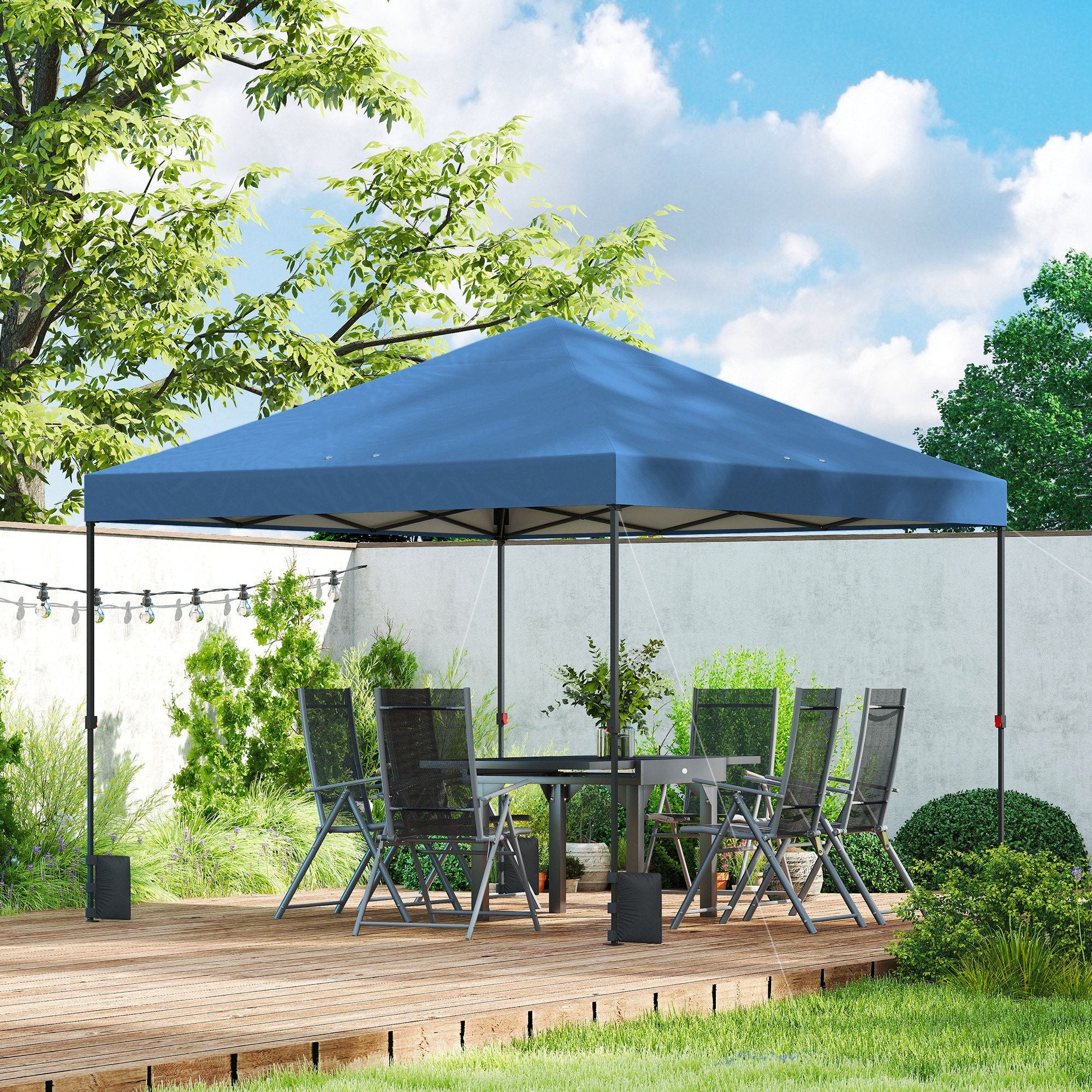 Outsunny 10 x 10 ft One-Push Pop-Up Canopy Tent, Dark Blue