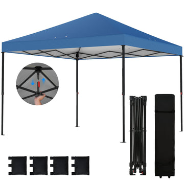 Outsunny 10 x 10 ft One-Push Pop-Up Canopy Tent, Dark Blue