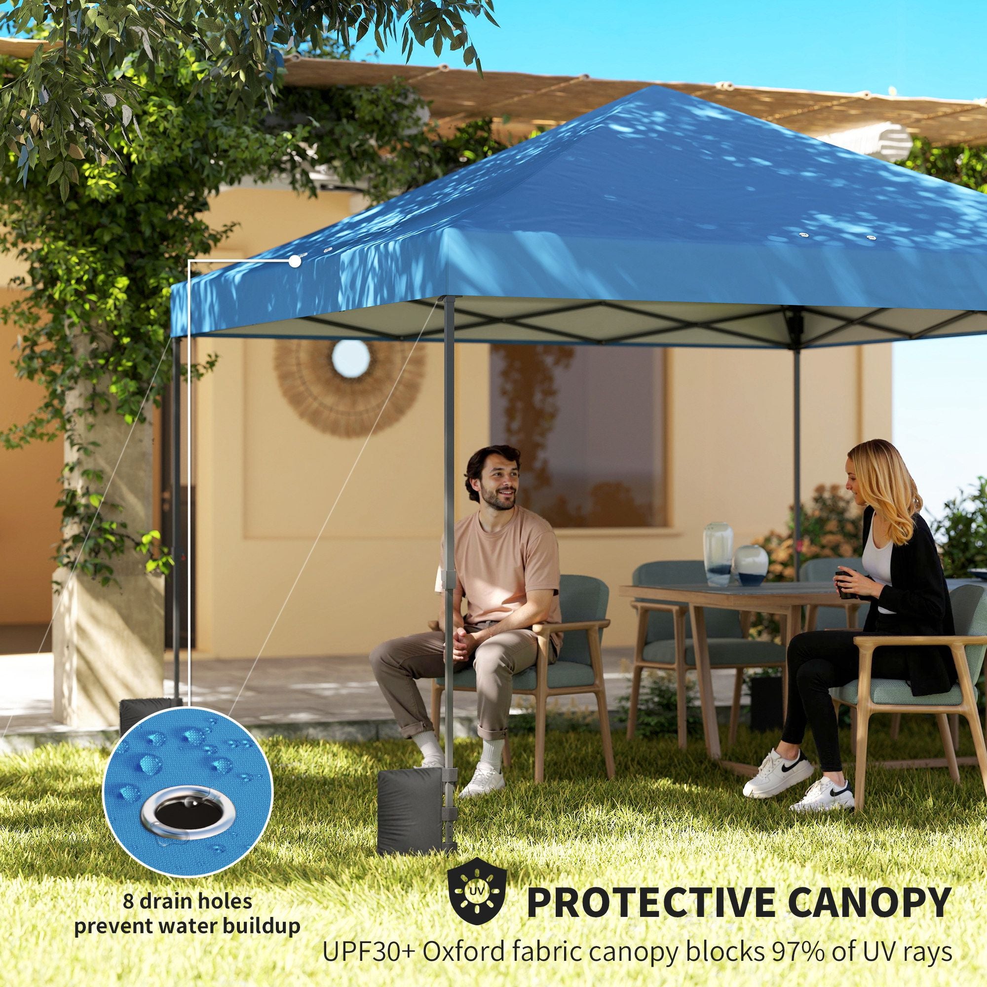 Outsunny 10 x 10 ft One-Push Pop-Up Canopy Tent, Dark Blue