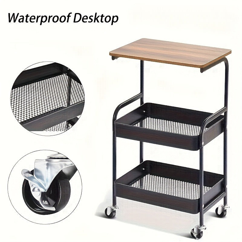 3-Tier Rolling Printer Stand and Storage Cart - product view 6