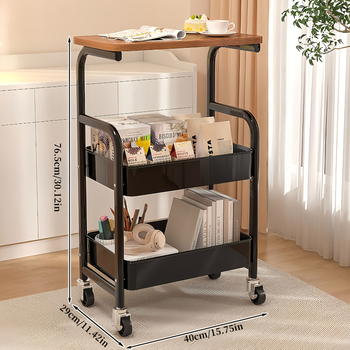 3-Tier Rolling Printer Stand and Storage Cart - product view 3