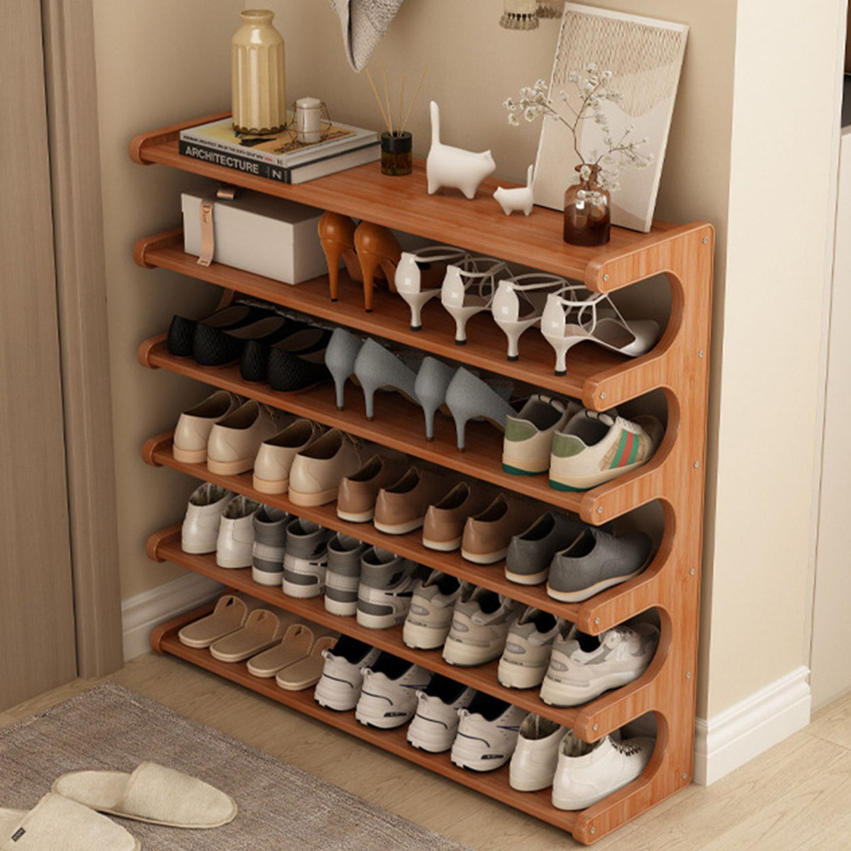6-Tier Wood Grain Shoe Storage Rack - product view 6