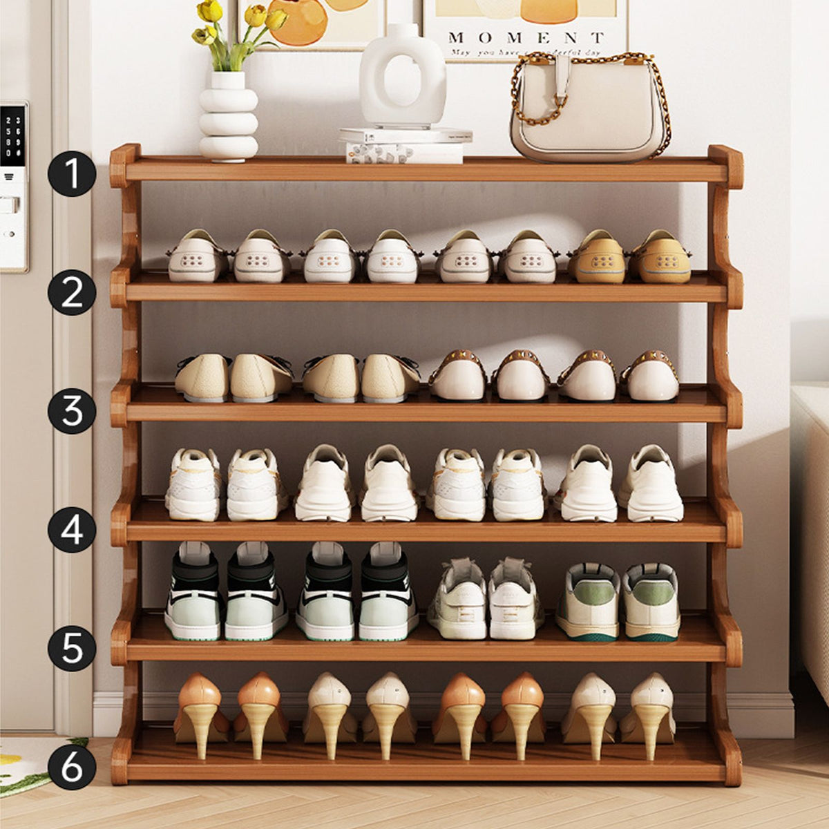 6-Tier Wood Grain Shoe Storage Rack - product view 7