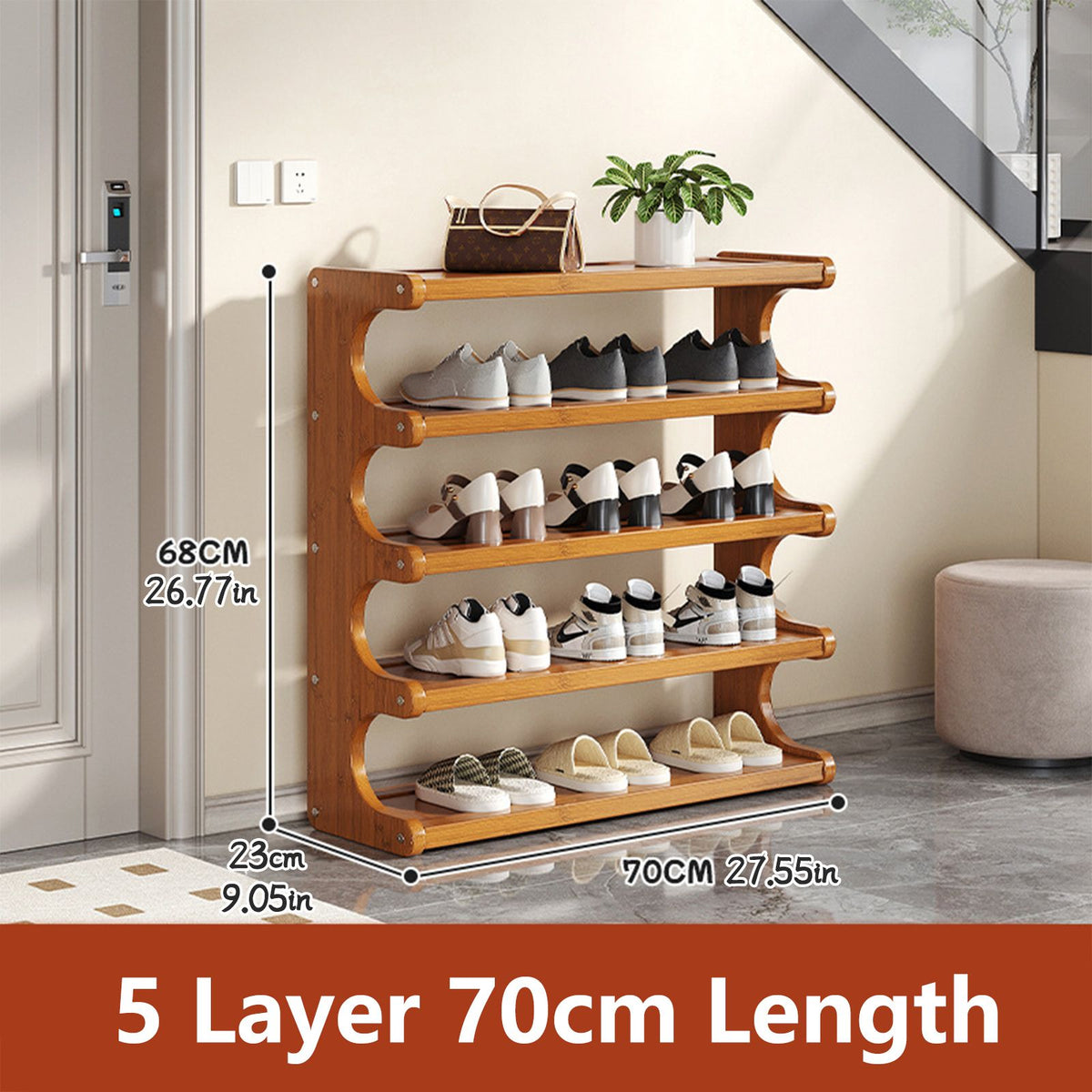 5-Tier Wood Grain Shoe Storage Rack