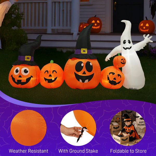 8FT Long Halloween Inflatables Pumpkins Ghost Outdoor Decorations, Blow Up Yard Decoration with Built-in LEDs Lighted for Lawn Garden Outside Indoor - product view 8