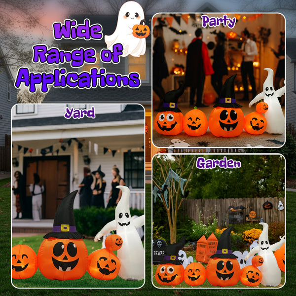 8FT Long Halloween Inflatables Pumpkins Ghost Outdoor Decorations, Blow Up Yard Decoration with Built-in LEDs Lighted for Lawn Garden Outside Indoor - product view 12