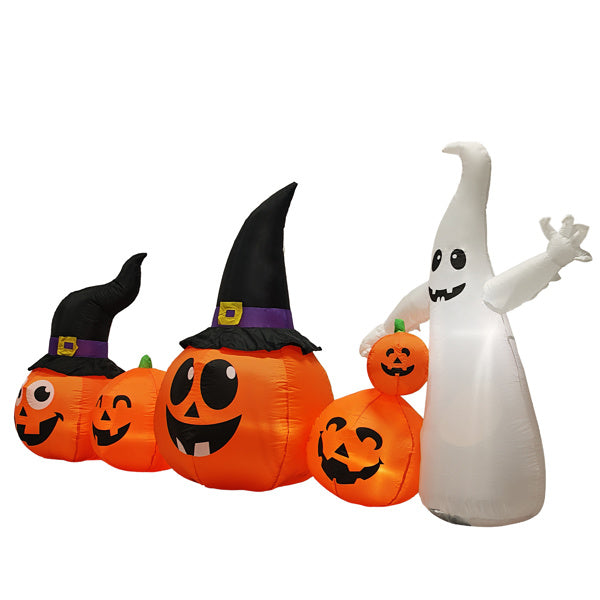 8FT Long Halloween Inflatables Pumpkins Ghost Outdoor Decorations, Blow Up Yard Decoration with Built-in LEDs Lighted for Lawn Garden Outside Indoor - product view 2