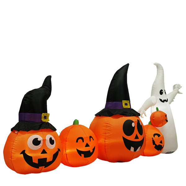 8FT Long Halloween Inflatables Pumpkins Ghost Outdoor Decorations, Blow Up Yard Decoration with Built-in LEDs Lighted for Lawn Garden Outside Indoor - product view 3