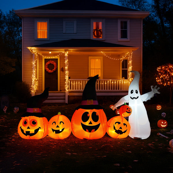 8FT Long Halloween Inflatables Pumpkins Ghost Outdoor Decorations, Blow Up Yard Decoration with Built-in LEDs Lighted for Lawn Garden Outside Indoor - product view 13