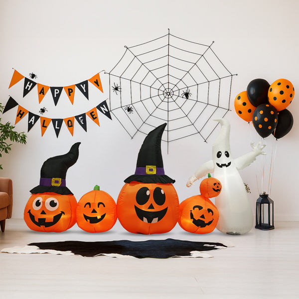 8FT Long Halloween Inflatables Pumpkins Ghost Outdoor Decorations, Blow Up Yard Decoration with Built-in LEDs Lighted for Lawn Garden Outside Indoor - product view 11