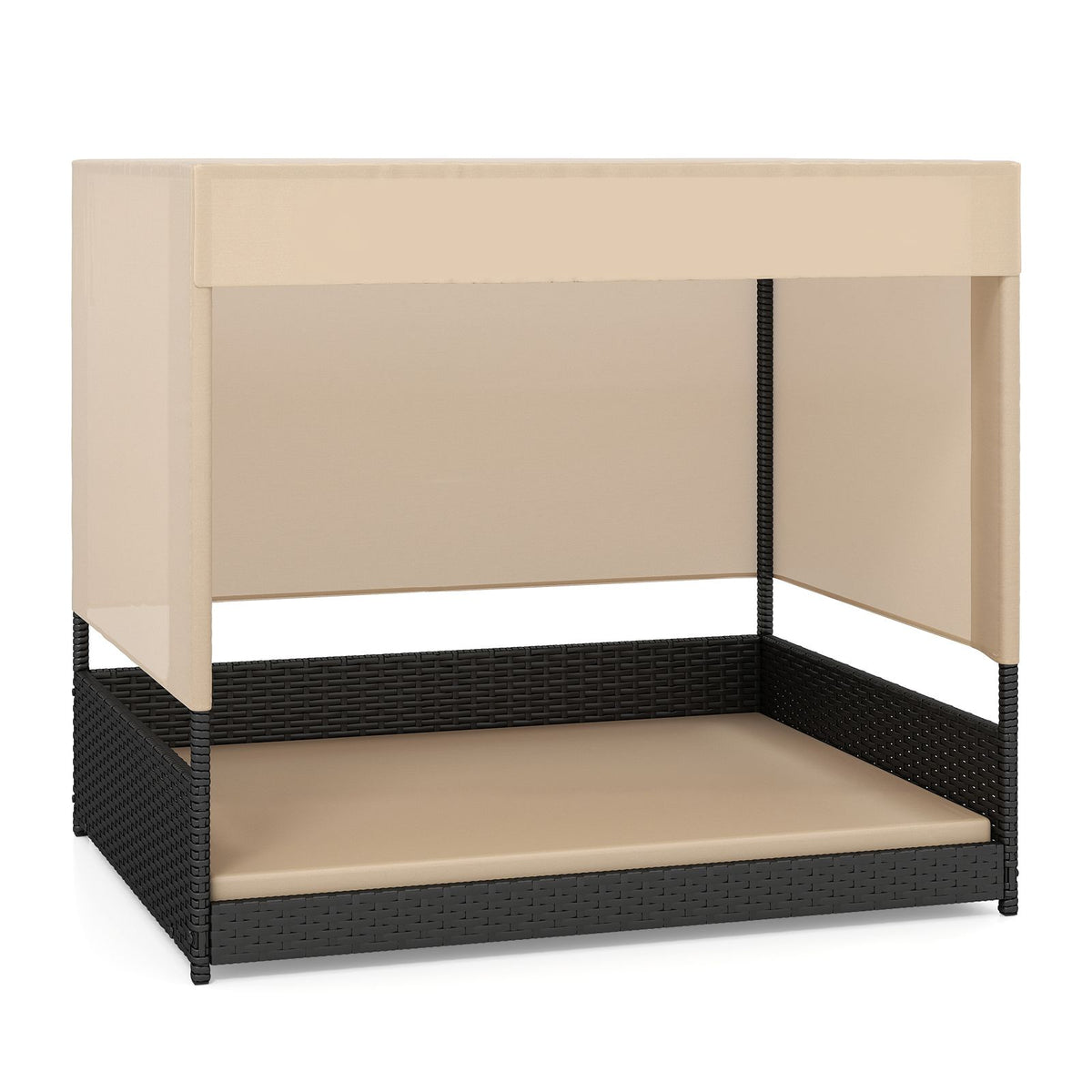 Elevated Wicker Dog House for Small to Medium Breeds - Brown+Black