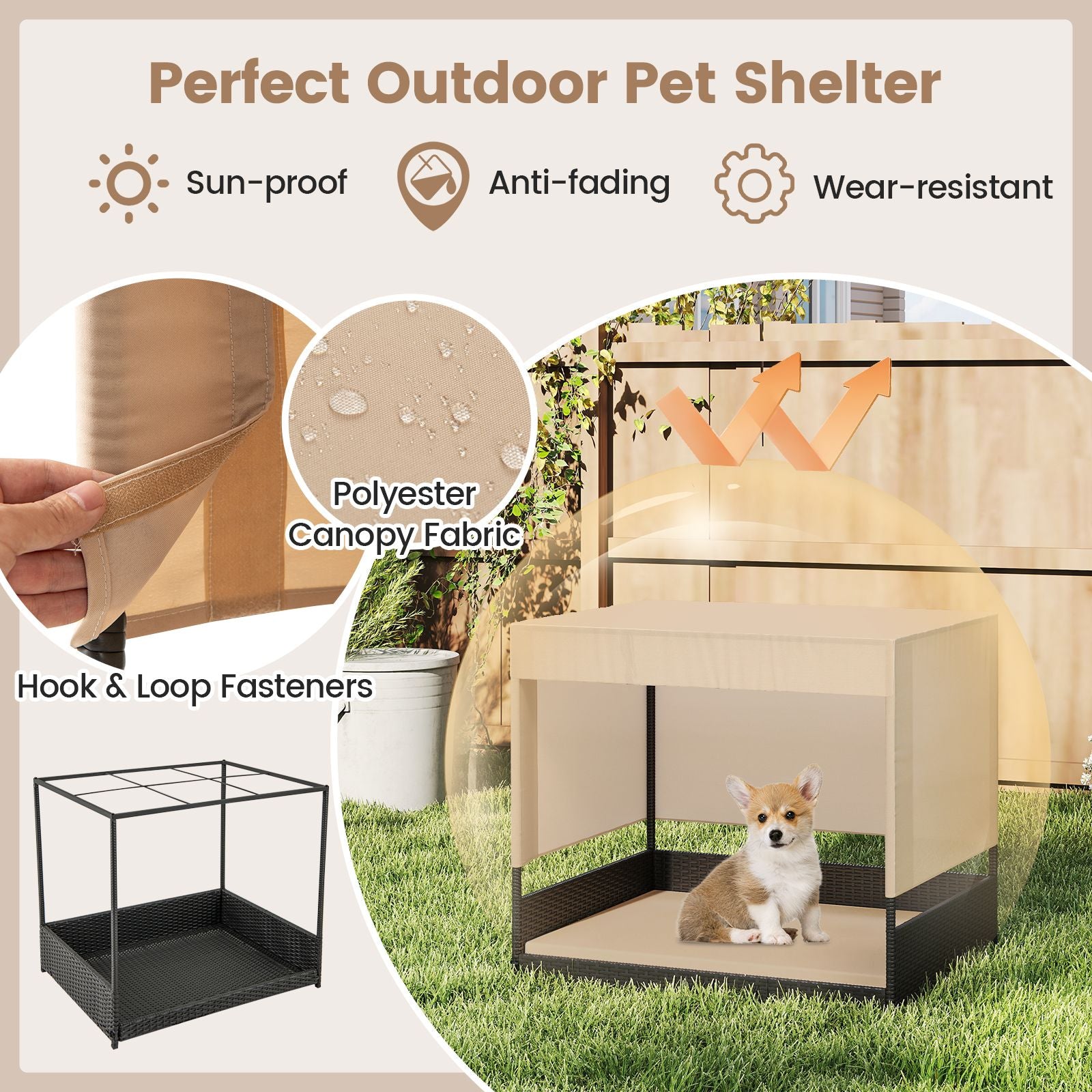 Elevated Wicker Dog House for Small to Medium Breeds