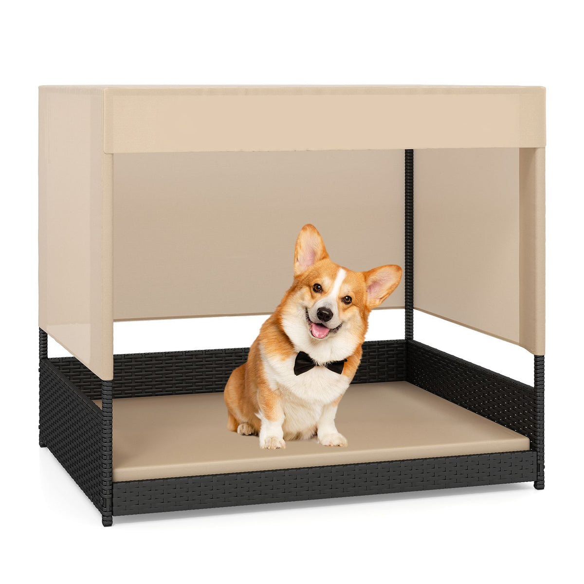 Elevated Wicker Dog House for Small to Medium Breeds