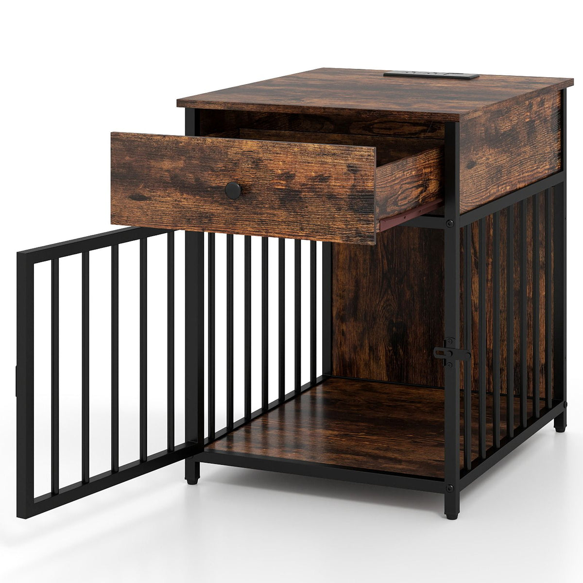 Dog Crate Furniture for Small Dogs Wooden Puppy Kennel with Charging Station