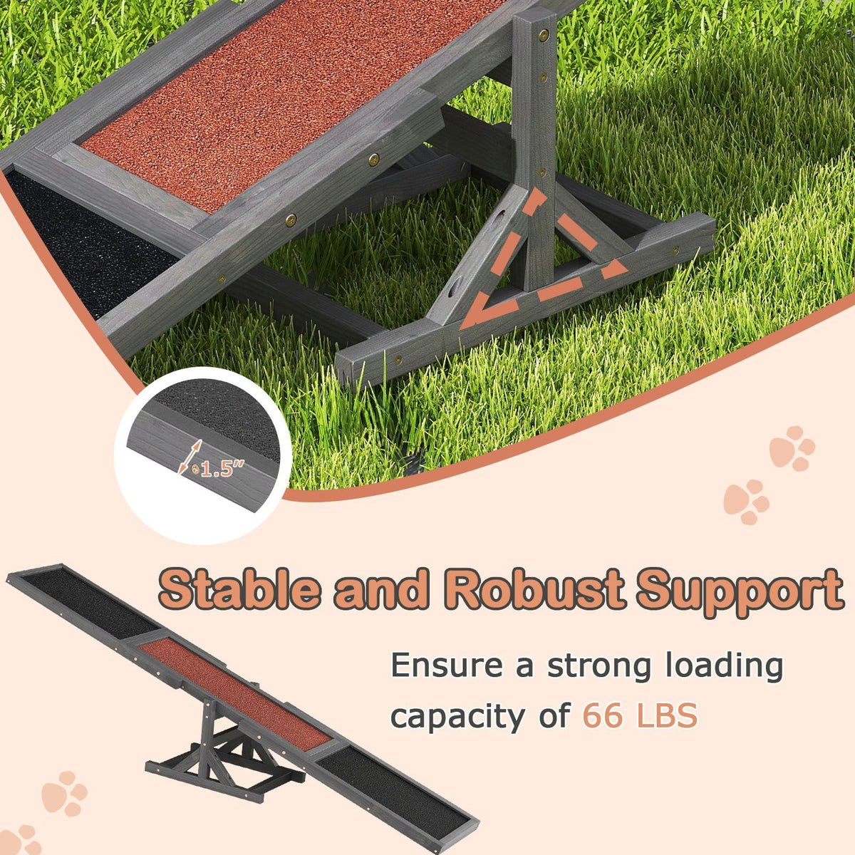 Wooden Dog Agility Seesaw Dog Outdoor Run Game Toy for Obstacle Courses