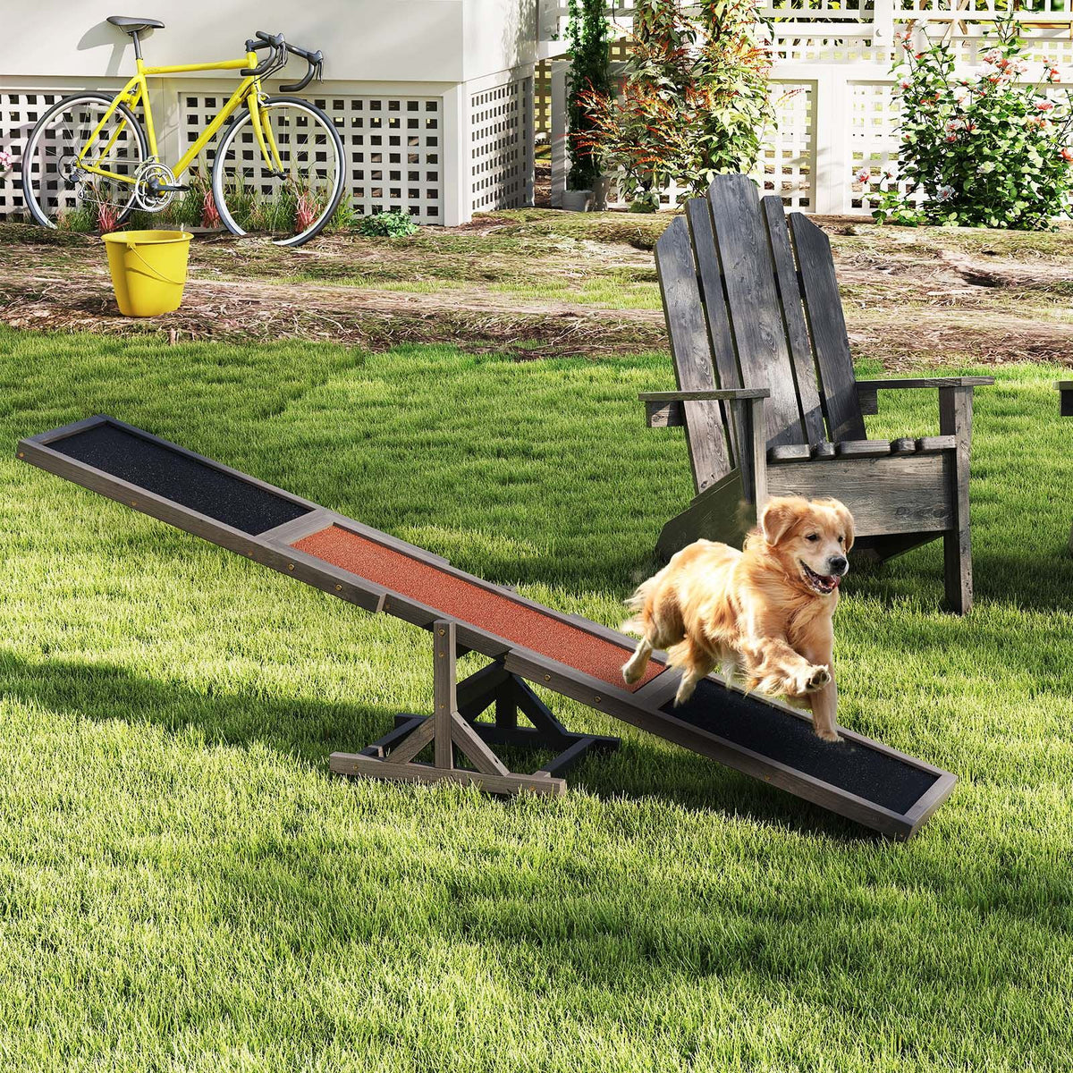 Wooden Dog Agility Seesaw Dog Outdoor Run Game Toy for Obstacle Courses - Gray