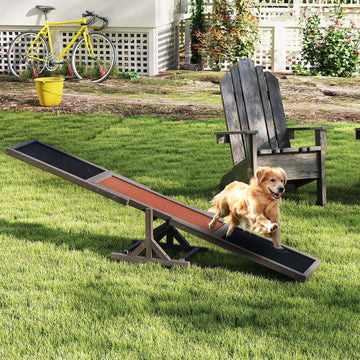 Wooden Dog Agility Seesaw Dog Outdoor Run Game Toy for Obstacle Courses - Gray