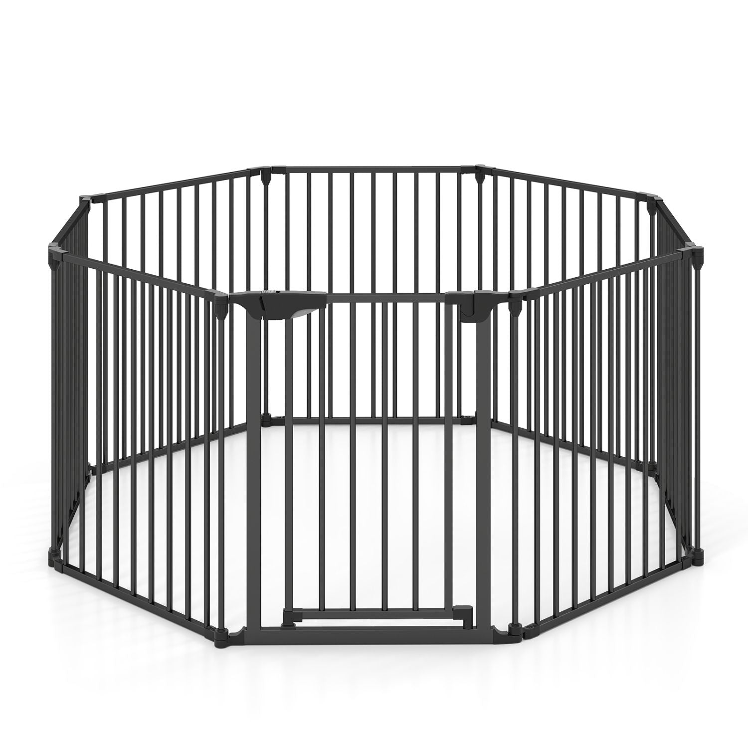 8-Panel Extra Wide Baby Gate Adjustable Pet Safety Fence with Auto-close Door