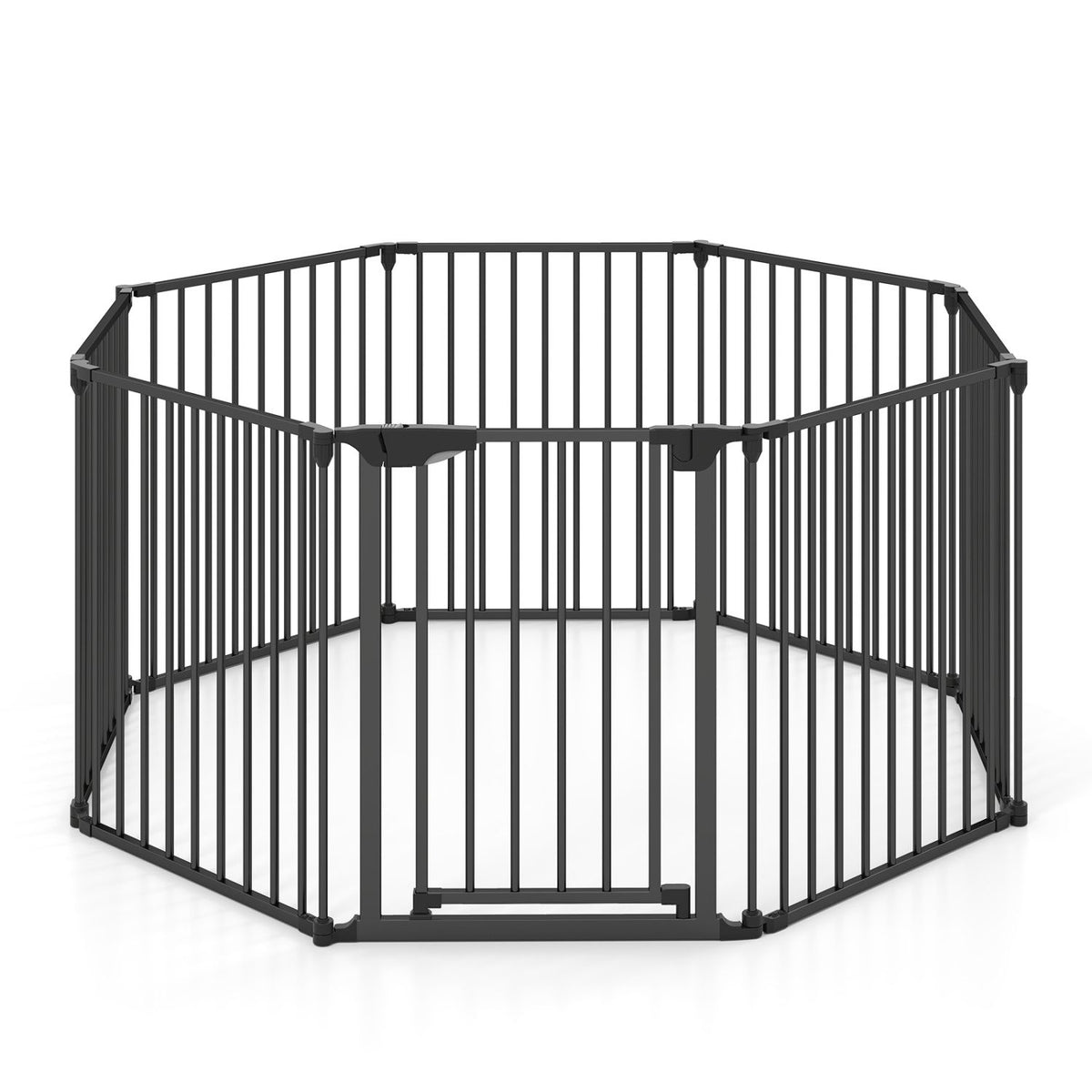 8-Panel Extra Wide Baby Gate Adjustable Pet Safety Fence with Auto-close Door