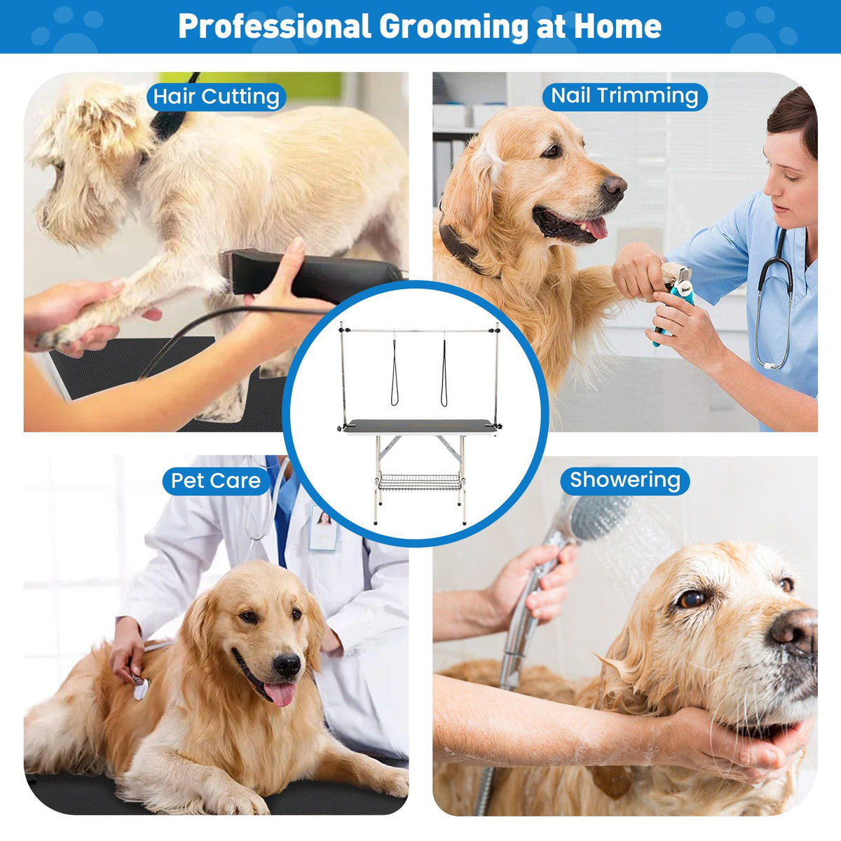 Foldable Dog Grooming Table with Height Adjustable Arms