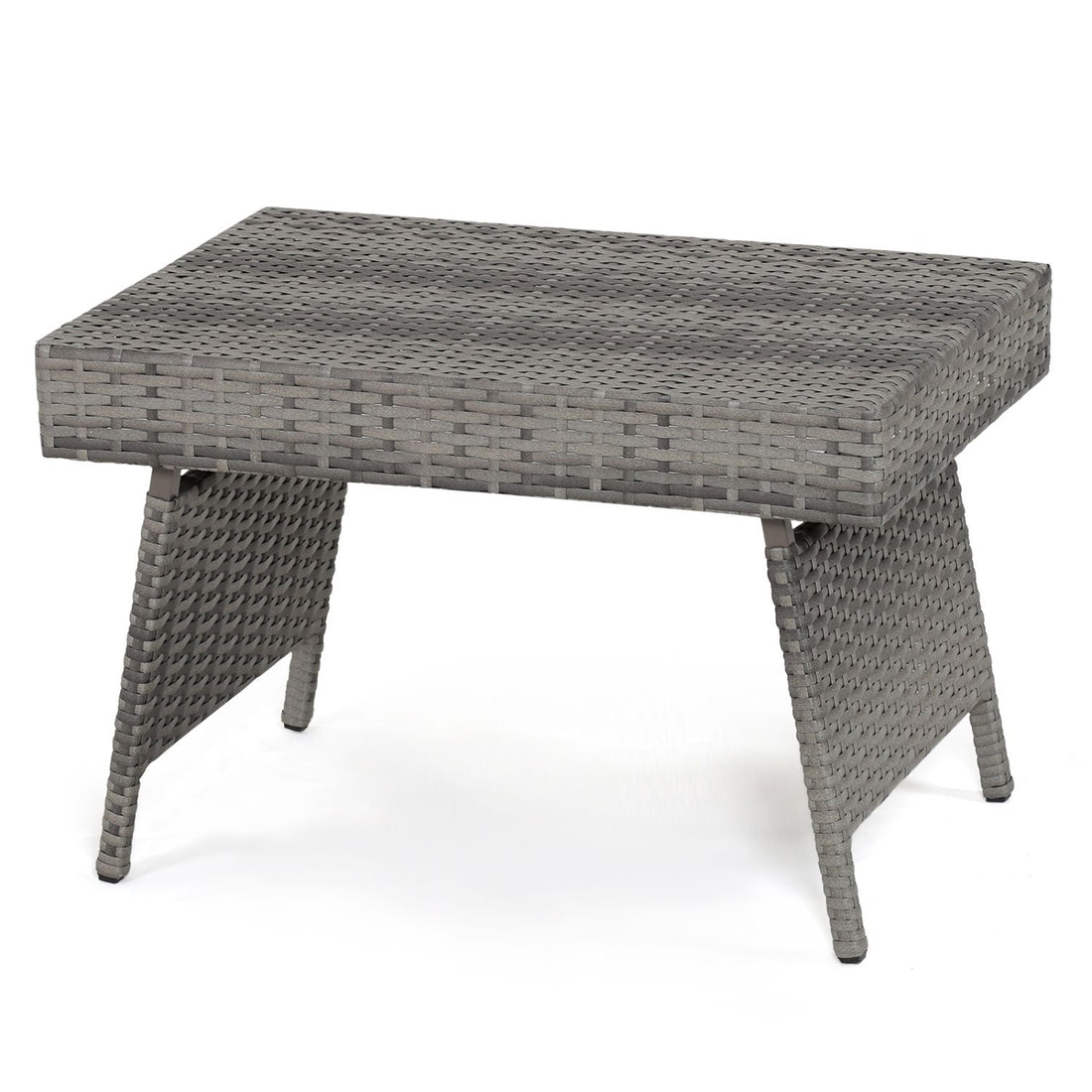 Folding Patio PE Rattan Side Coffee Table Garden Furniture - Gray