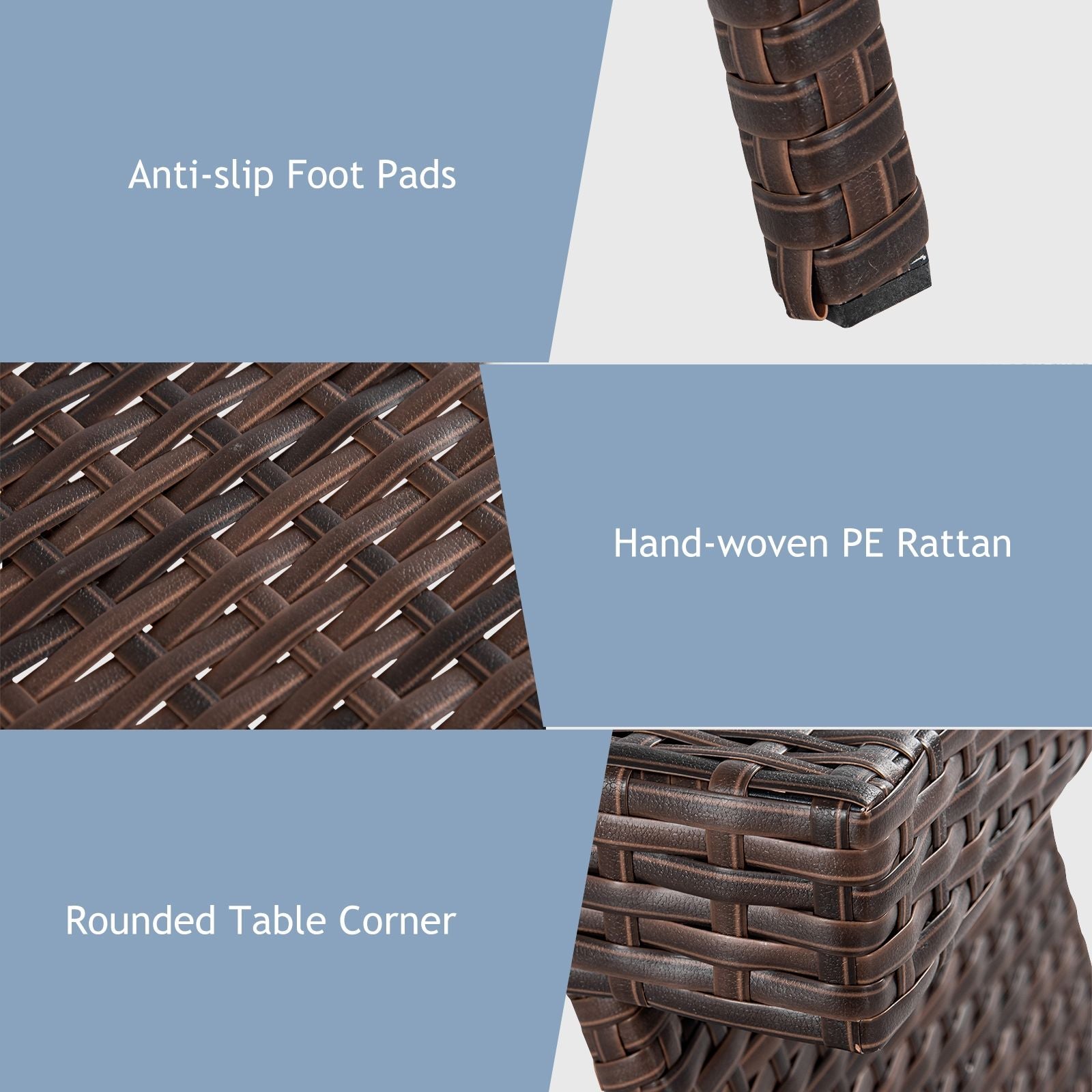 Folding Patio PE Rattan Side Coffee Table Garden Furniture