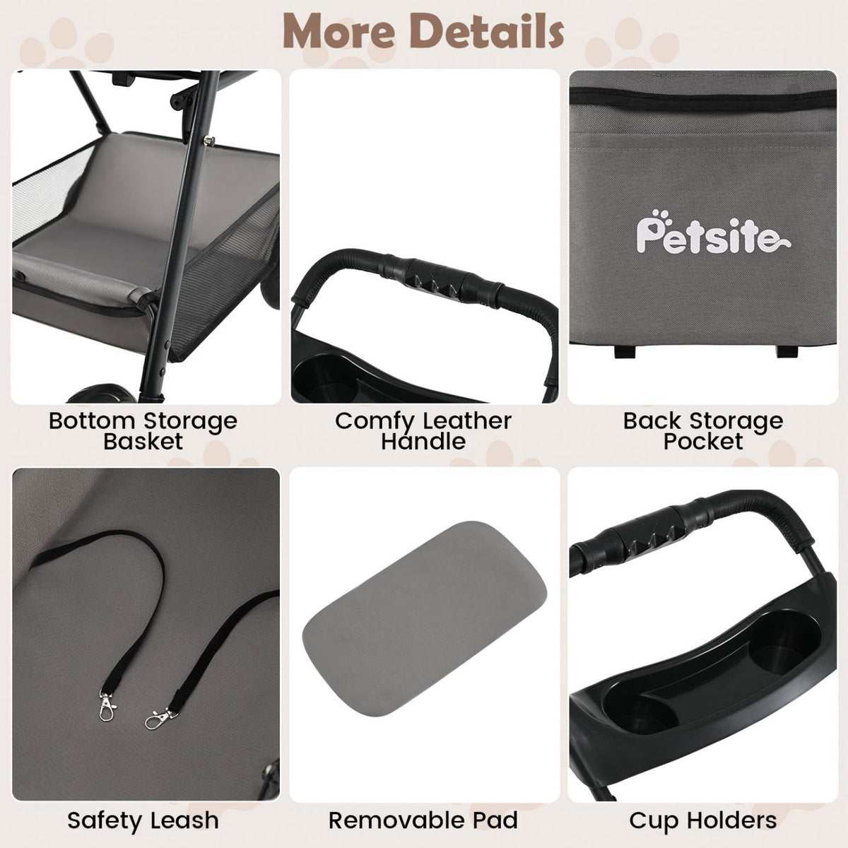 3 in 1 Pet Stroller with Removable Carrier up to 33 lbs