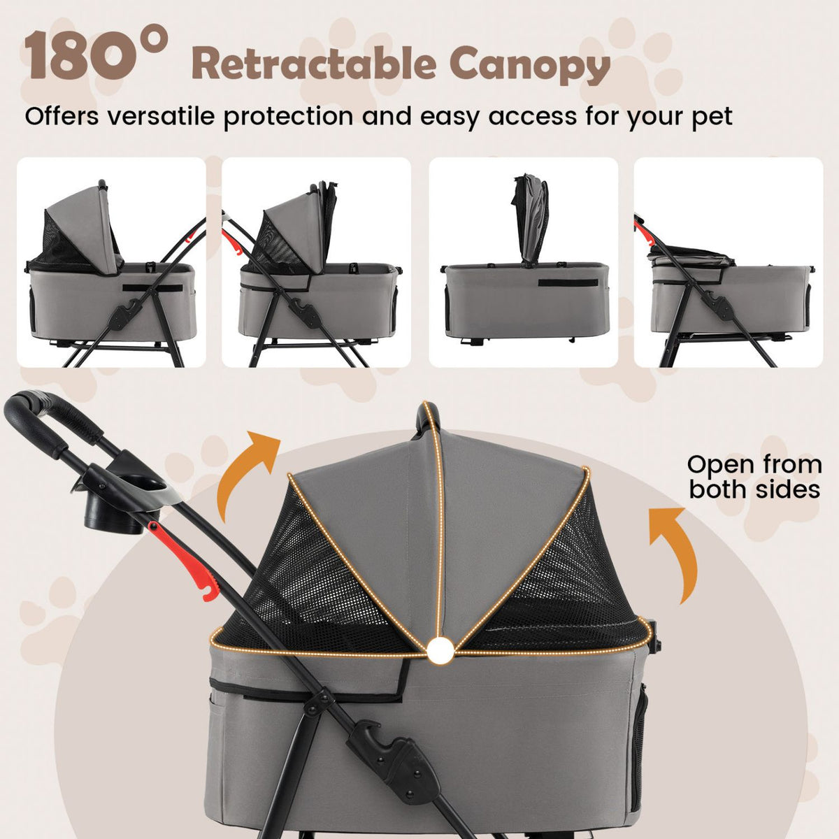 3 in 1 Pet Stroller with Removable Carrier up to 33 lbs