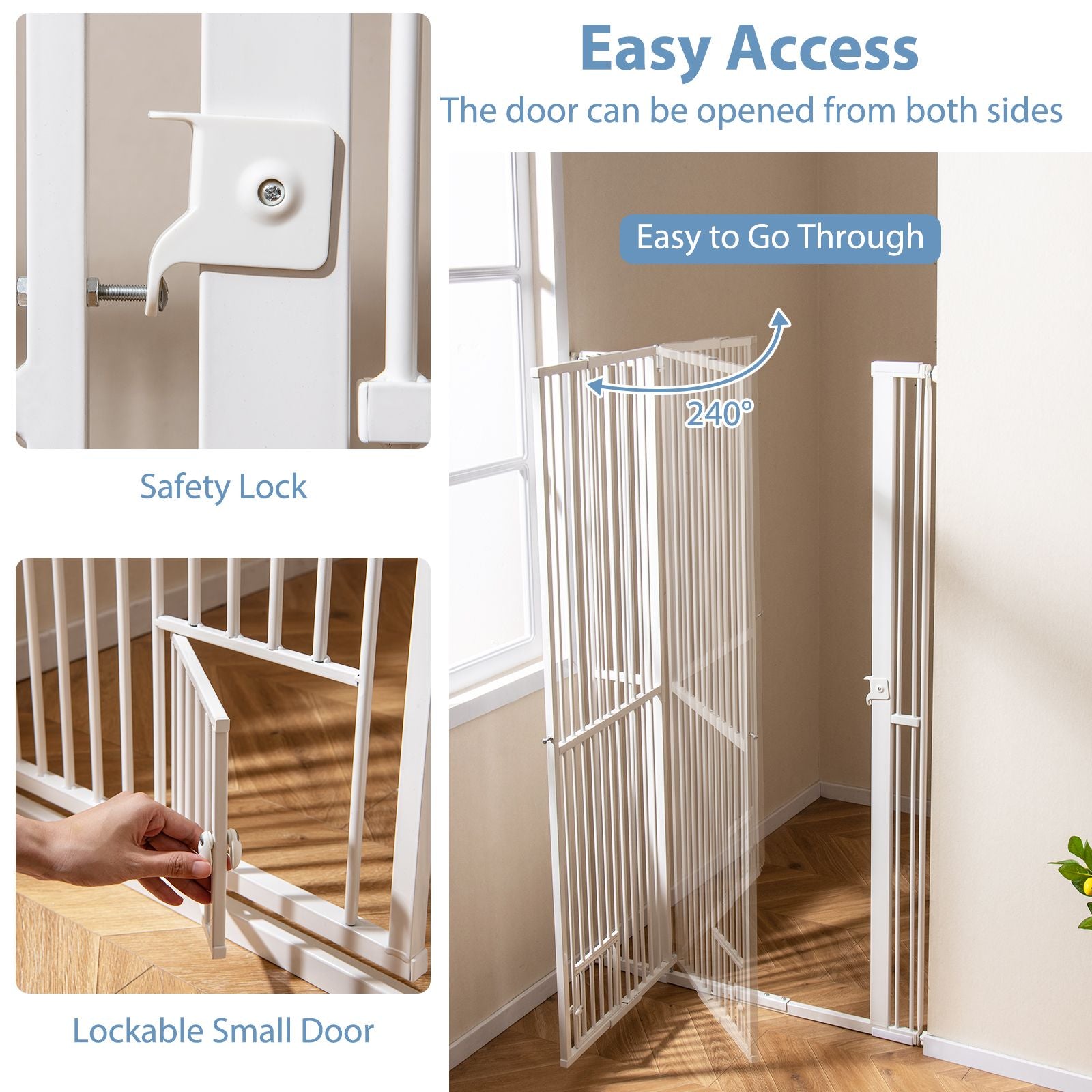 67.5" Extra Tall Pet Gate Heavy-Duty Metal Cat Gate with 30.5"-41" Wide Opening