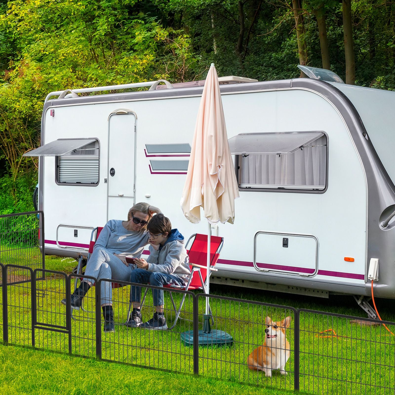 16 Panel 24/32/40 Inches Height Dog Playpen with Lock and Large Door