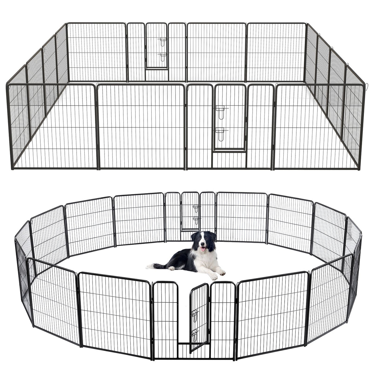 16 Panel 24/32/40 Inches Height Dog Playpen with Lock and Large Door