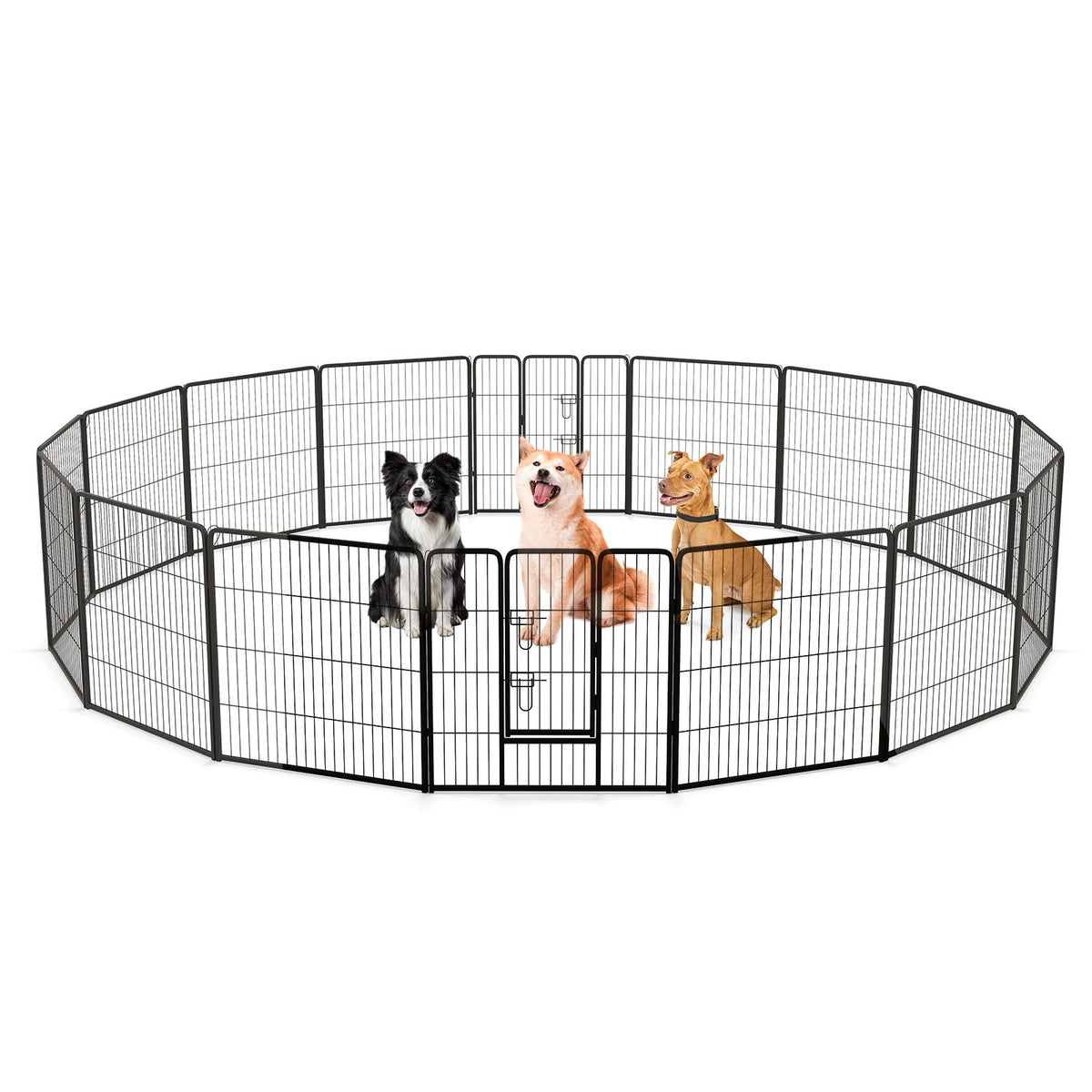 16 Panel 24/32/40 Inches Height Dog Playpen with Lock and Large Door - 32 inches