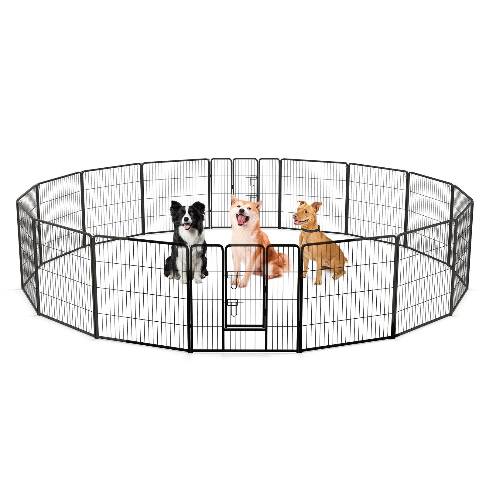 16 Panel 24/32/40 Inches Height Dog Playpen with Lock and Large Door - 32 inches